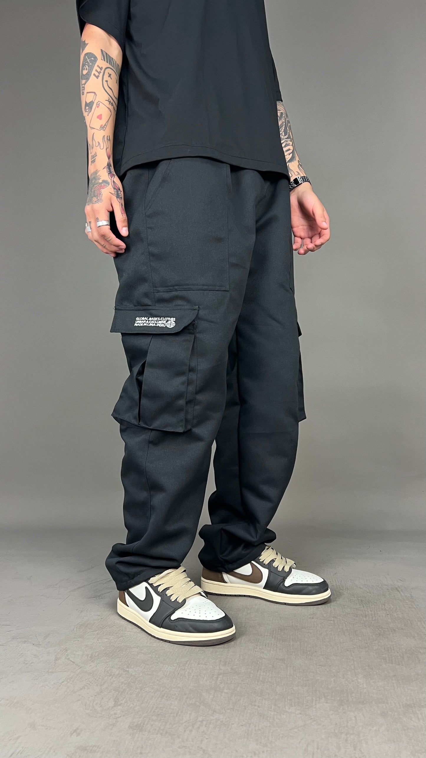 Pant Cargo Drill Negro