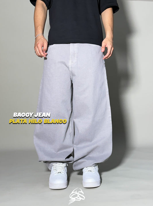 Baggy Jean Plata hilo Blanco