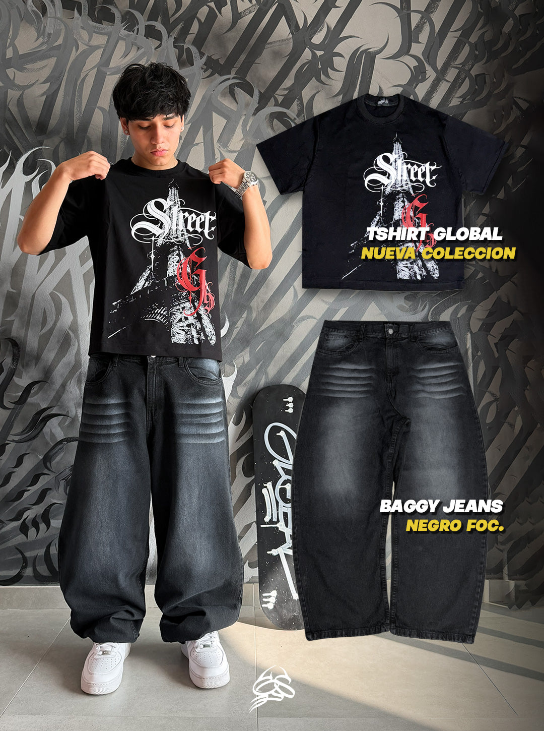 Outfit Inspo 1: Baggy Jean Negro + Tshirt Negro