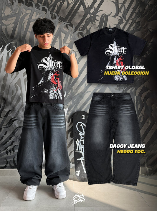 Outfit Inspo 1: Baggy Jean Negro + Tshirt Negro