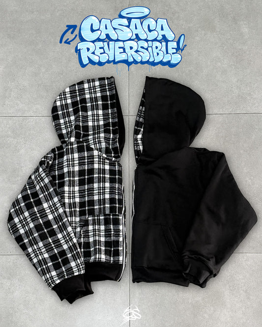 Casaca Reversible Negro Cuadros